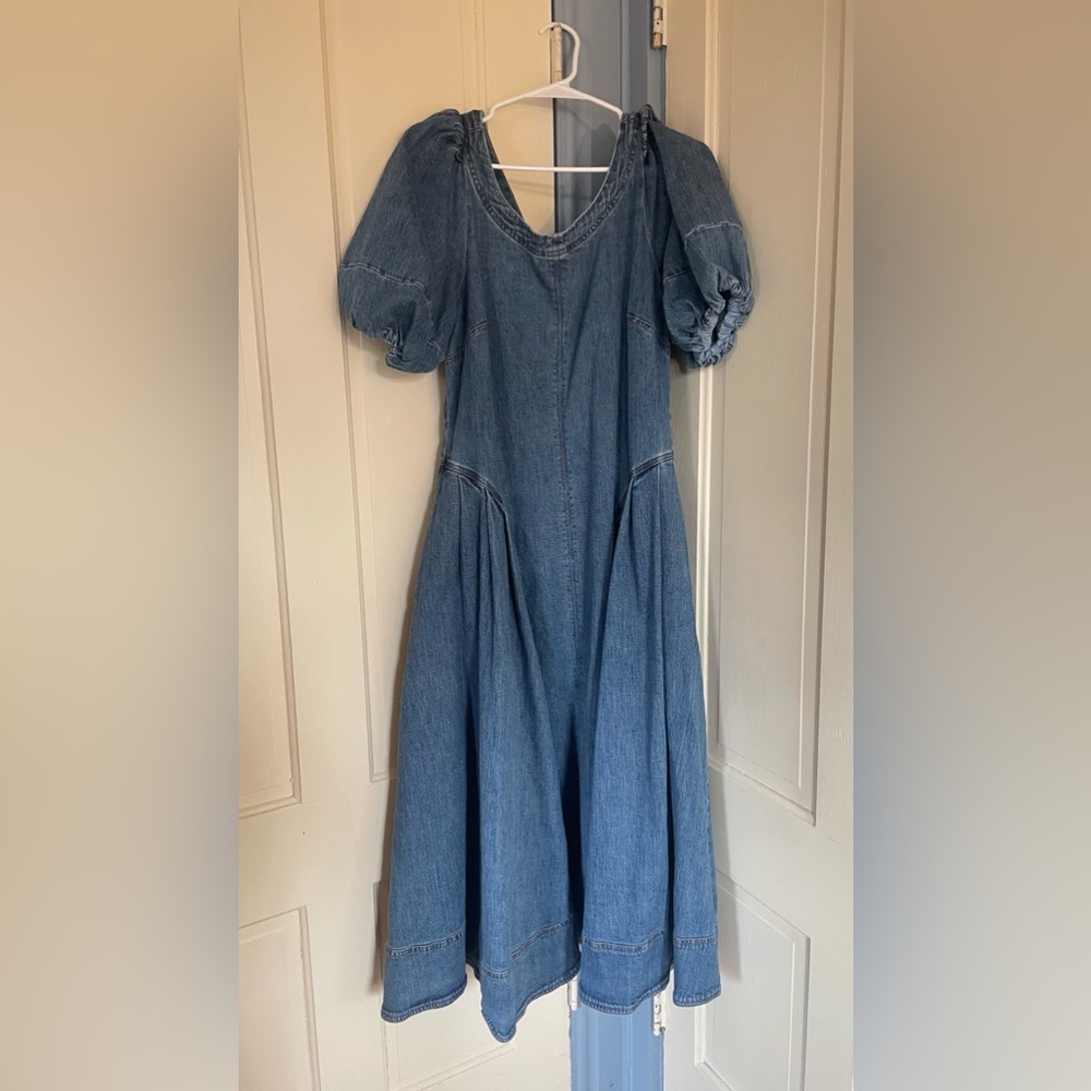Pilcro Puff Sleeve Seamed Denim Dress Anthroplogie